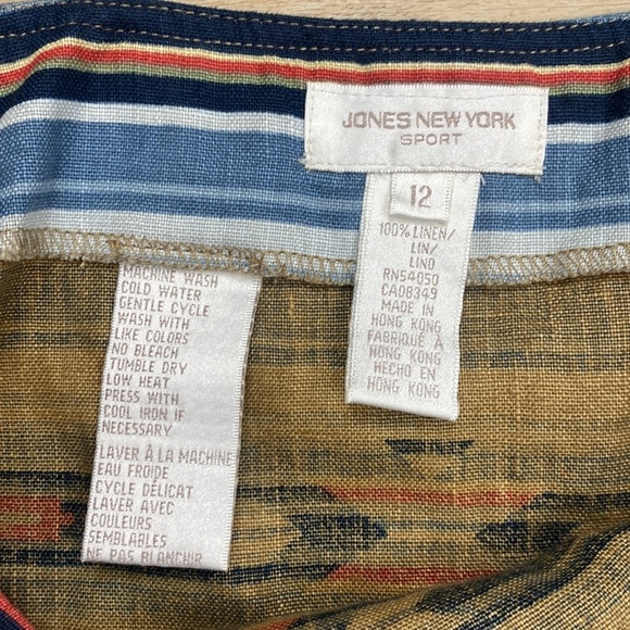 NWT Jones New York Linen Wrap Mini Skirt‎ Western Aztec Stripe Southwestern - Picture 11 of 14